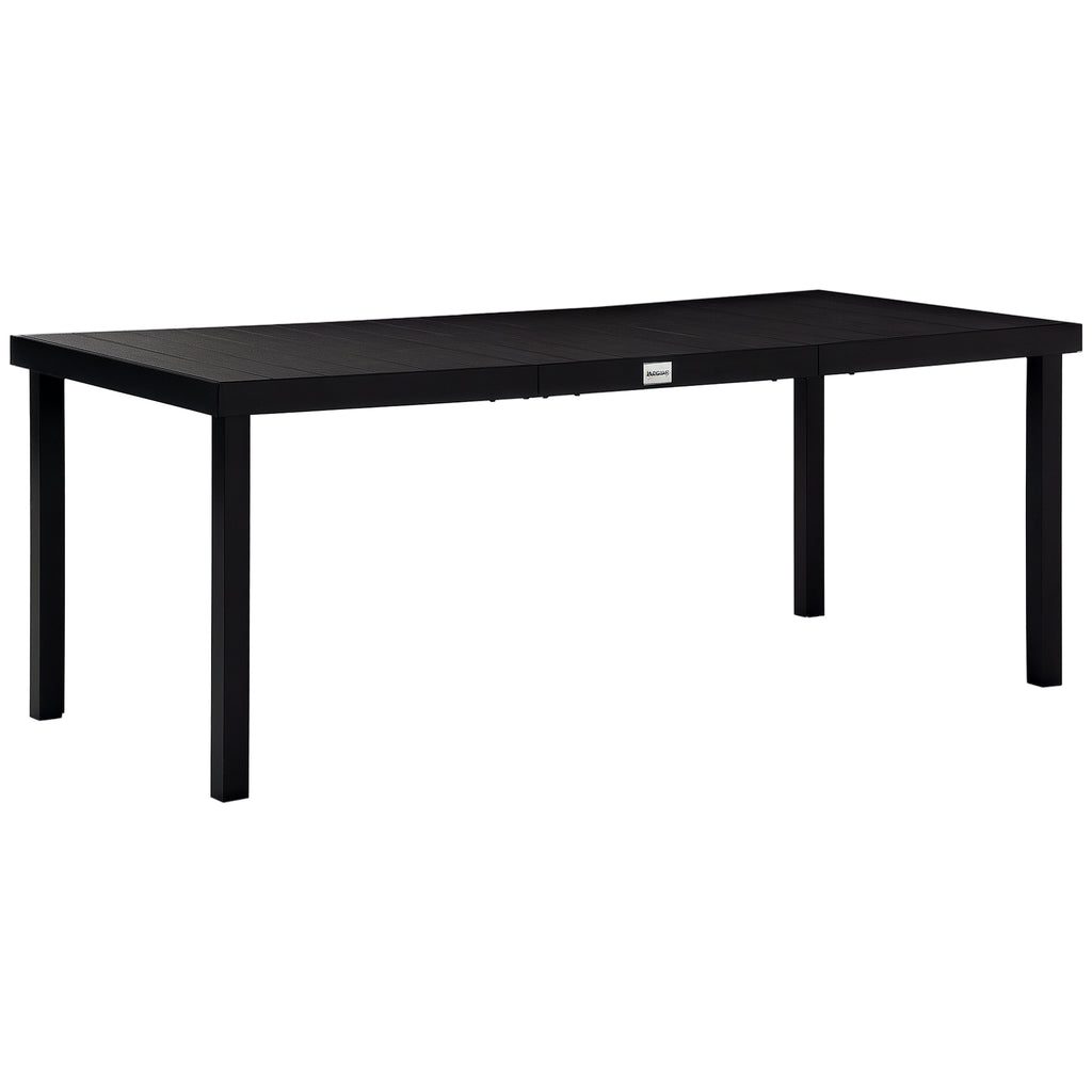 Aluminium Outdoor Garden Dining Table for 8 People, Faux Wood Top, for Garden, Patio, 190 x 90 x 74cm, Black