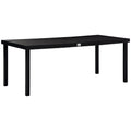 Aluminium Outdoor Garden Dining Table for 8 People, Faux Wood Top, for Garden, Patio, 190 x 90 x 74cm, Black