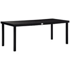 Aluminium Outdoor Garden Dining Table for 8 People, Faux Wood Top, for Garden, Patio, 190 x 90 x 74cm, Black