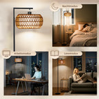 LED Stehlampe mit Doppelschirm, dimmbare Stehleuchte mit 3 Farbtemperaturen für Wohnzimmer, Schlafzimmer, Büro, Schwarz