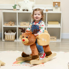 Kinder Schaukelpferd Baby Schaukeltier Rentier mit Schlaflieder, f¨¹r 18-36 Monate Pl¨¹sch 65 x 32 x 55 cm Braun