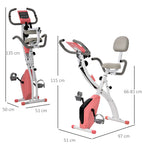 2-in-1 Folding Exercise Bike with 8-Level Magnetic Resistance, Arm Resistance Band, Pulse Sensor, Pink