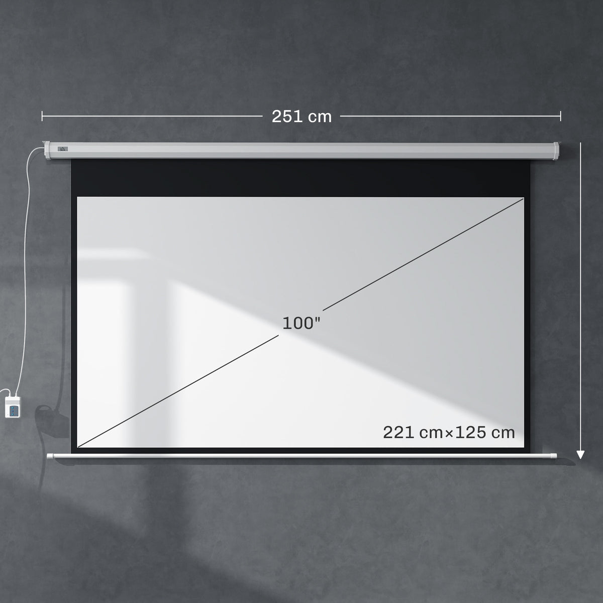 Beamer-Leinwand, Projektionsleinwand, 16:9, 100 Zoll, Fernbedienung, Motor