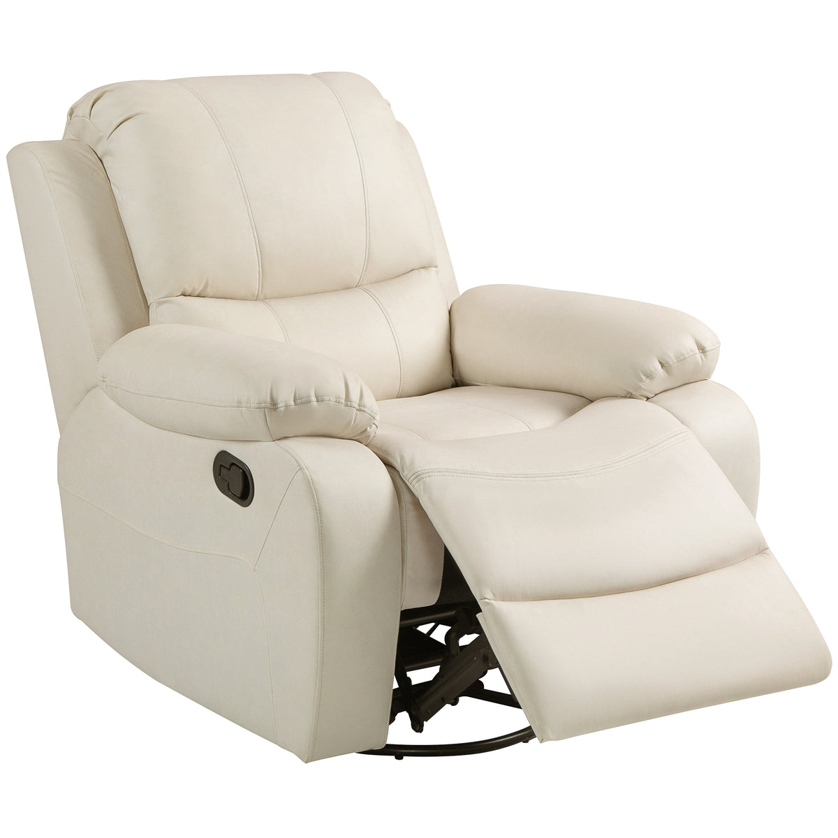 Relaxsessel, verstellbare Lehne & Fu?st¨¹tze, drehbar, bis 150 kg, Stahlrahmen, 93x100x98cm, Cremewei?
