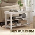 Schuhbank mit Sitzfläche Stauraum 2 Ablagen 70 x 28 x 45cm Weiß