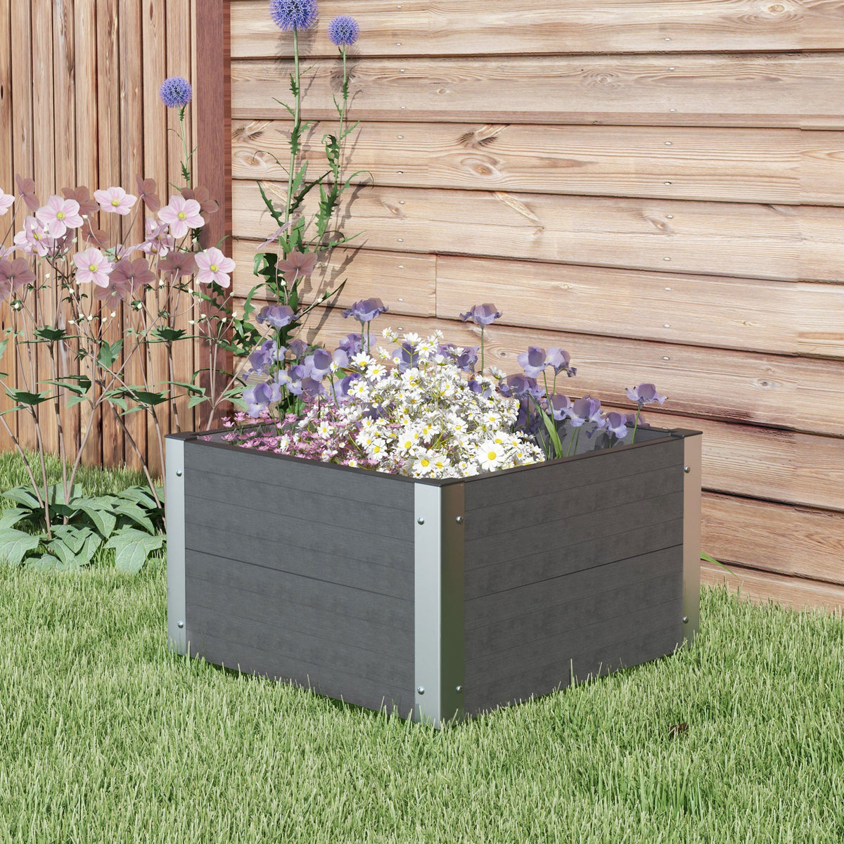Hochbeet Gartenbeet Kr?uterbeet, wetterbest?ndig, offener Boden, 60 x 60 x 30 cm, Dunkelgrau