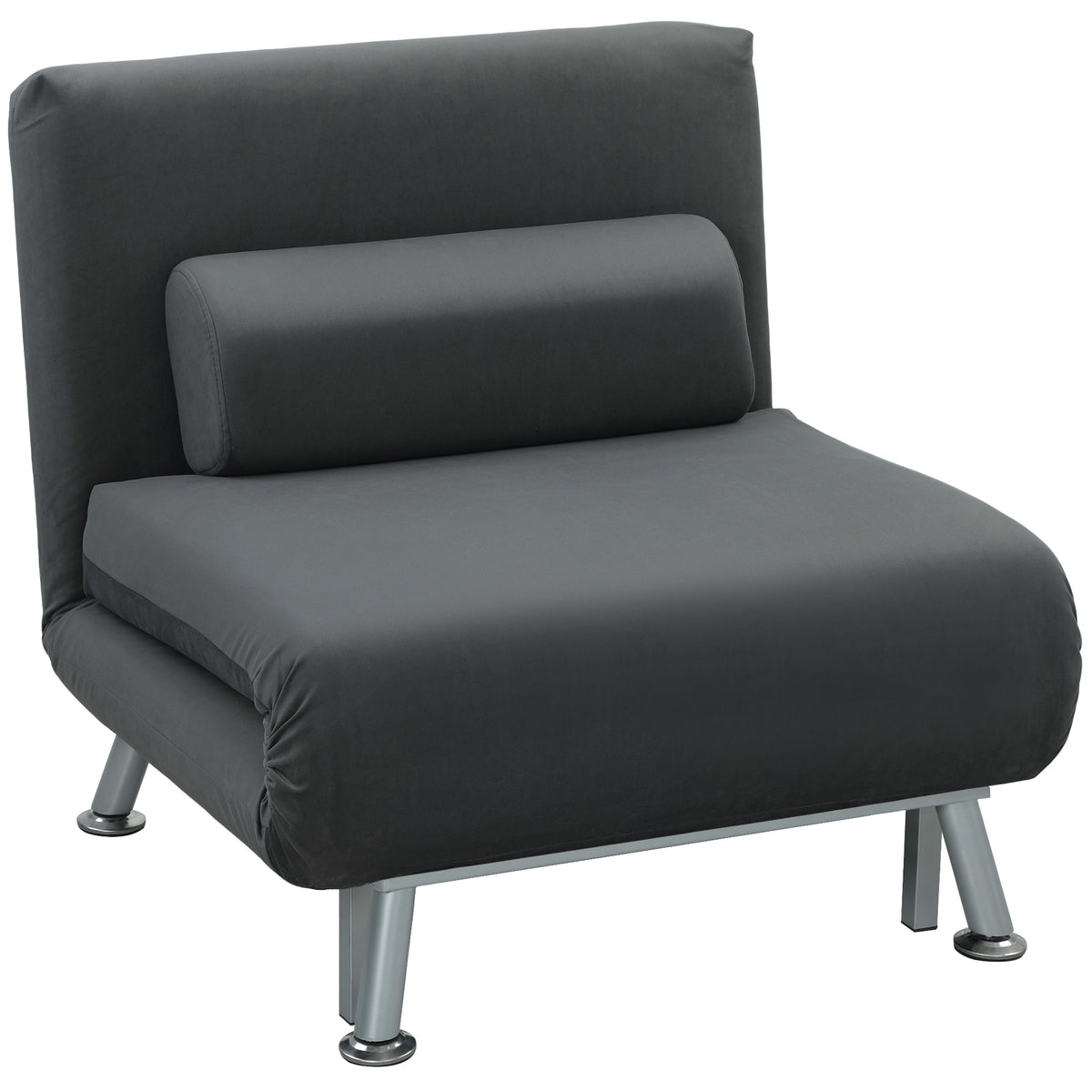 Klappsessel mit Bettfunktion, klappbarer Relaxsessel in Samtoptik, Verstellbare R¨¹ckenlehne, 75 x 70 x 75 cm, Dunkelgrau