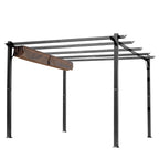 Pergola Pavillon mit einstellbarem Stoffdach 3 x 4 m Terrassen-Vordach Aluminium Sonnenschutz Überdachung Terrasse Garten Grau+Braun