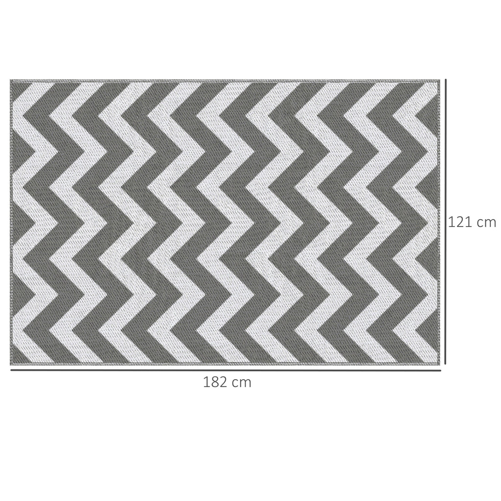 Outdoor-Teppich, wasserdicht, doppelseitiges Design, hochwertige Kunststofffaser, hellgrau+weiß, 121 x 182 cm