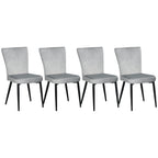 4er-Set Esszimmerstühle, Akzentstühle für Küchen und Esszimmer, Stuhlset, Velours-Optik, Hellgrau+ Schwarz