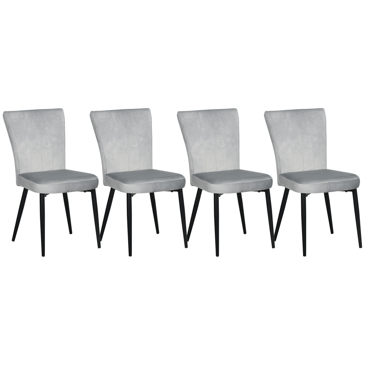 4er-Set Esszimmerstühle, Akzentstühle für Küchen und Esszimmer, Stuhlset, Velours-Optik, Hellgrau+ Schwarz
