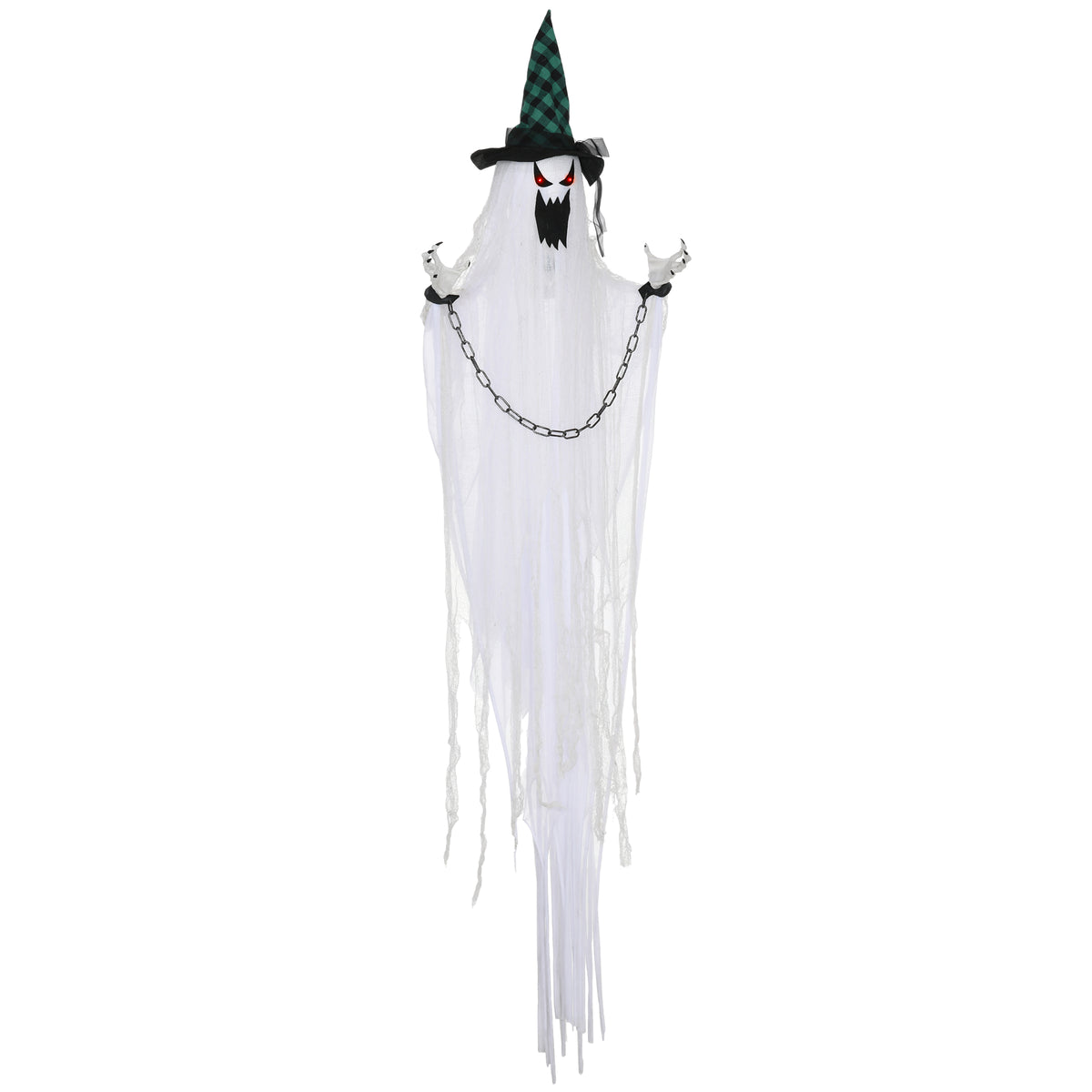 6'6" Hanging Prisoner Ghost Halloween Animatronic, with Glowing Eyes