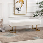 Sitzbank f¨¹r Schlafzimmer Truhenbank Bettbank Wohnzimmer Kunstleder Metall Wei?+Gold 120 x 43 x 42 cm