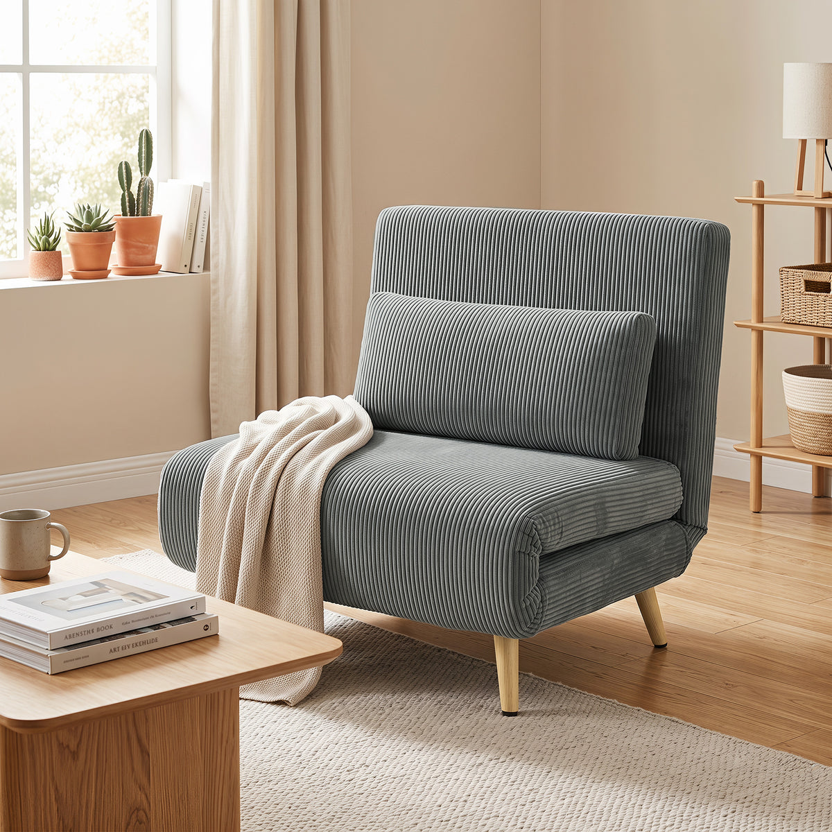 Schlafsessel 3 in 1 Schlafsofa mit Bettfunktion, 90x190cm Dunkelgrau