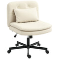 Armloser B¨¹rostuhl mit Kunstleder-Bezug, Schreibtischstuhl mit Rollen, Extra-Kissen, h?henverstellbar, rollbar, Beige