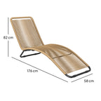 Rattan-Sonnenliege, S-förmiger Liegestuhl mit Rattangeflecht, Korbliege mit Stahlrahmen, Braun