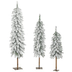 Set of 3 Pencil Flocked Christmas Tree, 3ft 4ft 5ft