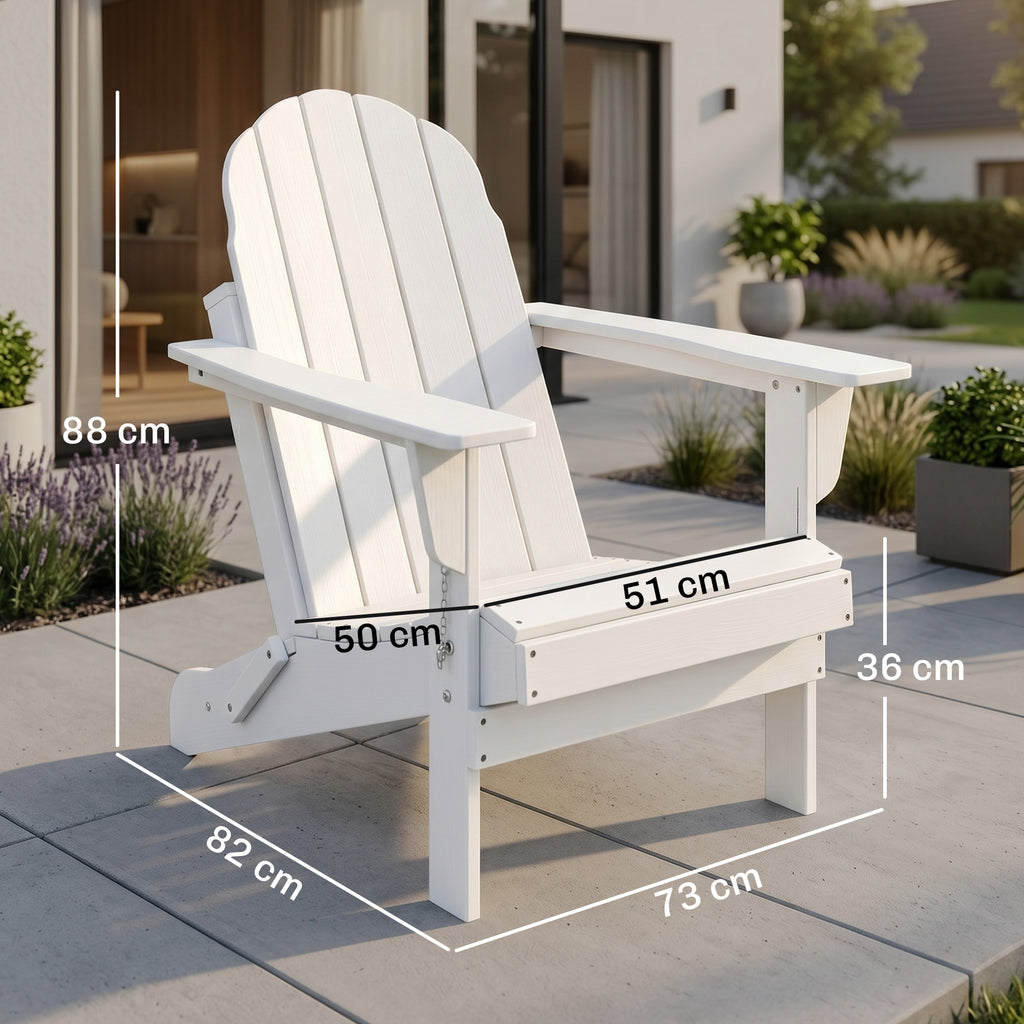 Gartenstuhl, Klappstuhl, ergonomisches Design, wetterfest, Kunststoff, weiß, 73 x 82 x 88 cm