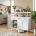 Sideboard mit verstellbaren Einlegeböden, Buffet-Schrank mit 3 Schubladen, 3 Türen , 95 cm, Weiß