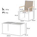 5 Piece Garden Furniture Set with 4 Armchairs and Tempered Glass Table Top, for Deck, Balcony