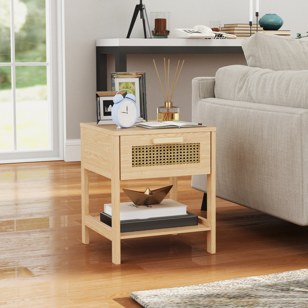 Nachttisch, Nachtschrank, Beistelltisch mit Schublade, MDF 40 x 40 x 48,4 cm