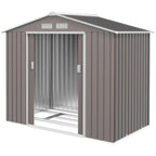7ft x 4ft Lockable Polypropylene Garden Storage Shed Storage w/ Air Vents Steel Grey