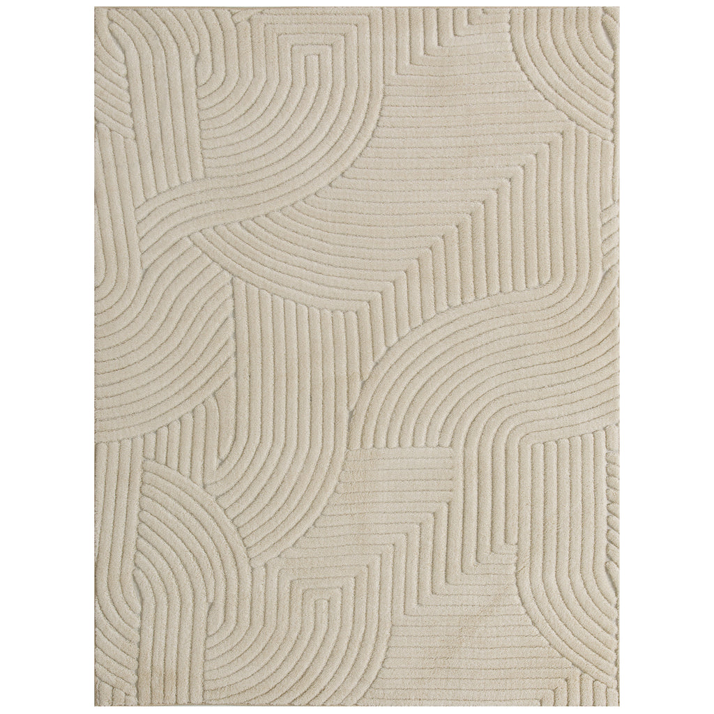 Modern Geometric Rug, Thick Plush, Non-Slip, 200 x 140 cm ¨C Cream, Living Room/Bedroom/Office