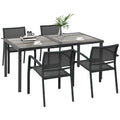 Five-Piece Casual Outdoor Dining Set, with Wood-Effect Table - Grey