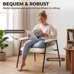 Modernes 2er-Set Sessel, Chenille-Bezug, gepolsterte Armlehnen, Metallgestell, cremeweiß