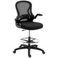 Zeichenstuhl, h?henverstellbarer B¨¹rostuhl, mit Fu?st¨¹tze, 59 cm x 65 cm x 122 cm, Schwarz