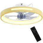 Deckenventilator mit Licht und Fernbedienung, 49 cm LED-Deckenventilator mit 3 Farbtemperaturen, natürliches Holzfinish
