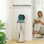 50L Stainless Steel Sensor Bin - Silver Tone