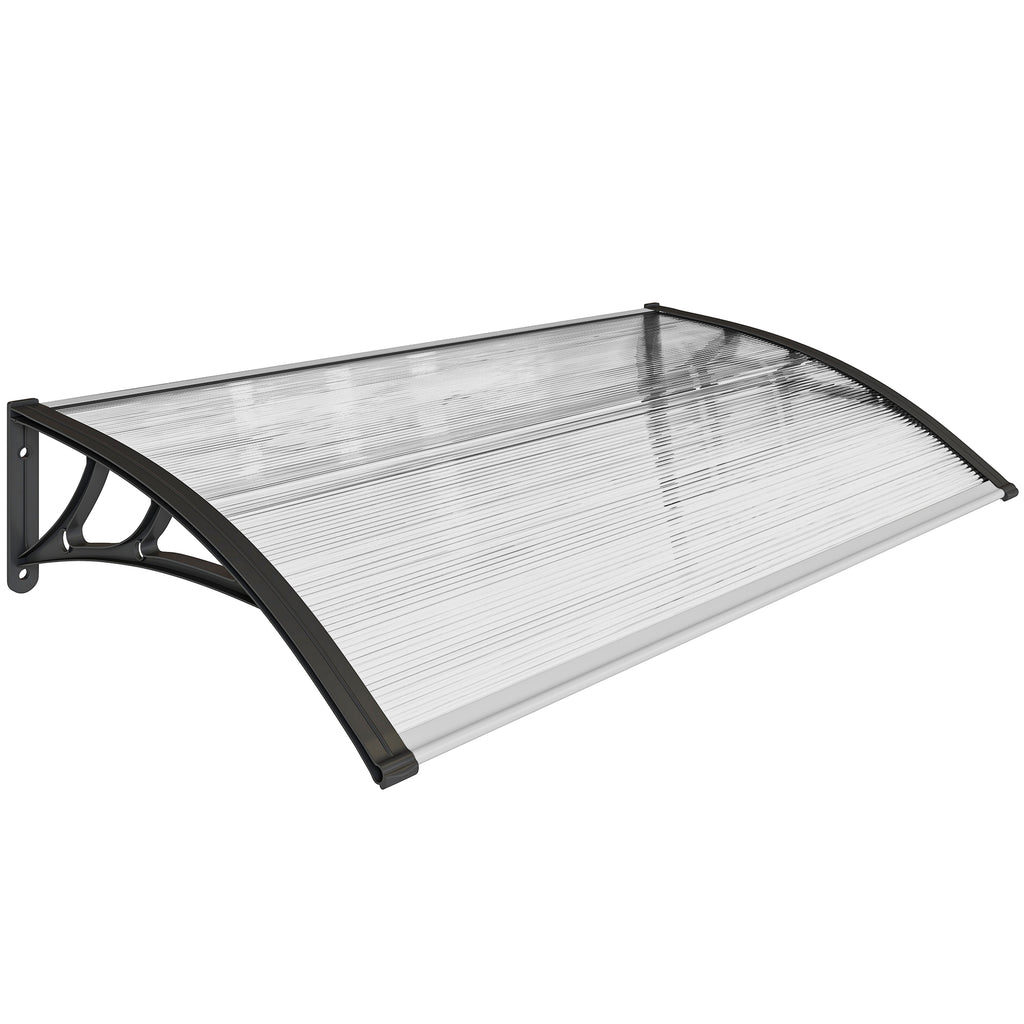 Vordach für Haustür/Fenster, wetterfest, transparent, Aluminium-Verbindungstangen/Polycarbonat, 110 x 60 x 18 cm