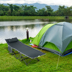 Campingbett, klappbares Feldbett mit Kopfkissen, 188 x 64,5 x 53 cm, Grau