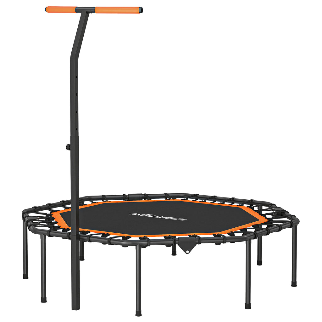Fitness-Trampolin, Trainingstrampolin mit verstellbarem Haltegriff, stabil und leise, f¨¹r drinnen, Stahl, Orange