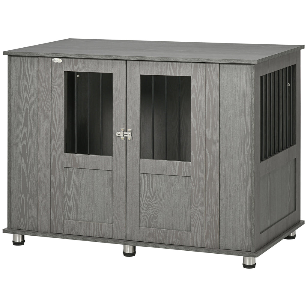 Dog Crate Table for Medium and Large Dogs with Magnetic Door for Indoor Use, 114 x 60 x 82 cm, Grey
