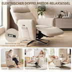 2 Motoren Relaxsessel Elektrisch Verstellbar Drehbar Creme
