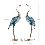 Gartenfigur Kraniche, 2-er Set, rostfrei, wetterfest, farbbest?ndig, Stahl, 26 x 15 x 74 cm, Blau/Wei?/Grau