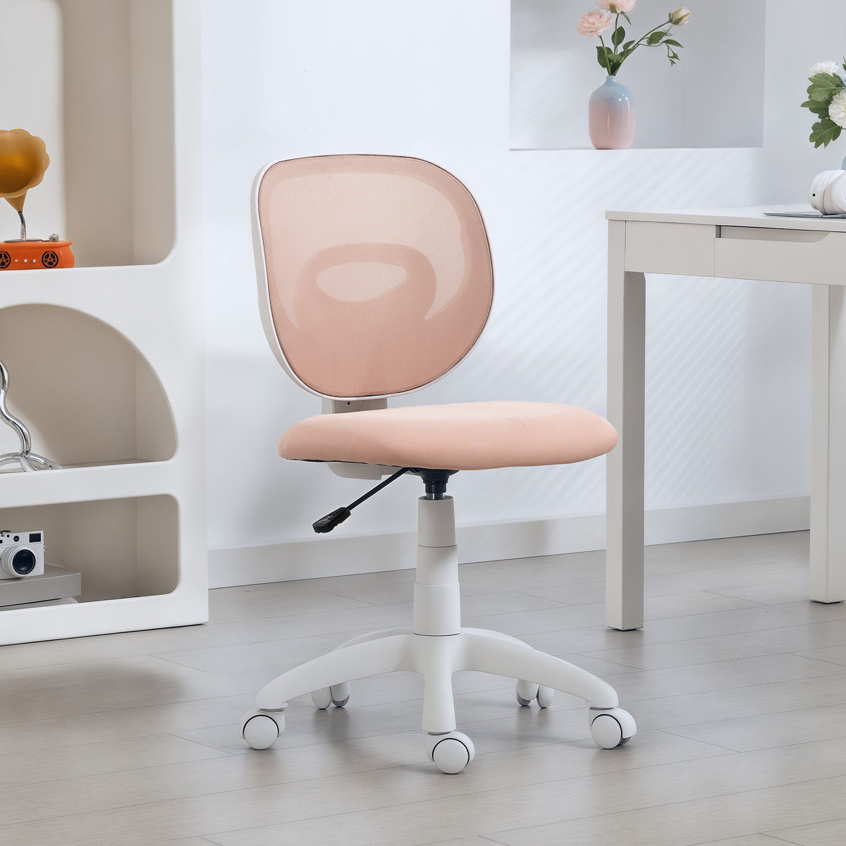 B¨¹rostuhl Ergonomischer Schreibtischstuhl mit C-f?rmiger R¨¹ckenst¨¹tze, H?henverstellbar Rosa