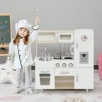 Kinderküche Spielküche mit Ofen Spüle Kühlschrank Puppenküche Spielset Spielzeugküche Geschenk für Kinder Spielzeug für Mädchen Jungen ab 3 Jahren Weiß