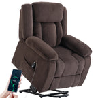 Aufstehsessel mit weichem Bezug, Recliner-Sessel mit Fernbedienung und Seitentaschen, Braun