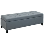 Sitzbank mit Stauraum, Ottomane, Flurbank, Knopfheftung,125,1 cm x 48,9 cm x 41,3 cm, Grau