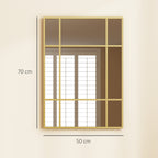 Wandspiegel, dekorativer Spiegel mit Metallrahmen, goldene Streifen, Mehrschichtglas, 50B x 2T x 70H cm