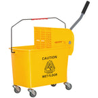 20L Compact Mop Bucket on Wheels, with Water Separation Panel - Yellow