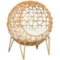  Rattan Katzenkorb Katzenhöhle Katzenhütte Katzenbett mit Kissen erhöhtes Design Haustierbett Braun Ø45 x 57H cm