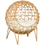  Rattan Katzenkorb Katzenhöhle Katzenhütte Katzenbett mit Kissen erhöhtes Design Haustierbett Braun Ø45 x 57H cm