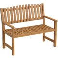 Gartenbank 2-Sitzer Wetterfest Holzbank mit Lamelldesign Armlehnen, Holz Sitzbank bis 320 kg 112 x 64 x 92 cm Naturholz