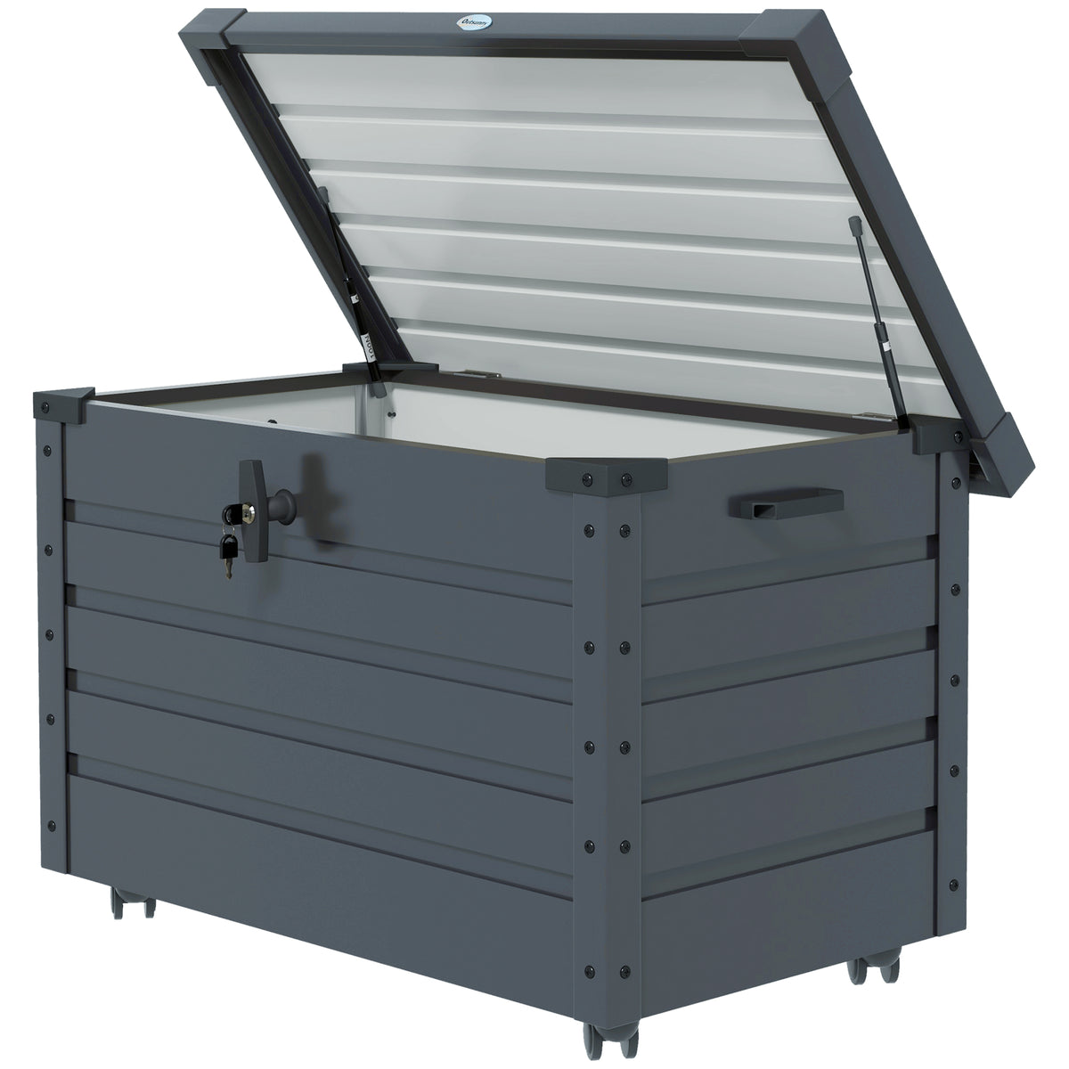 Outdoor Aufbewahrungsbox Gartenbox Kissenbox, wetterbest?ndig, 4 Rollen, 100 cm x 62 cm x 65 cm, Dunkelgrau