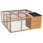 Rabbit Hutch Outdoor, Guinea Pig House, Bunny Run Cage with Openable Top for 1¨C2 Rabbits, 123 x 120 x 52cm, Yellow