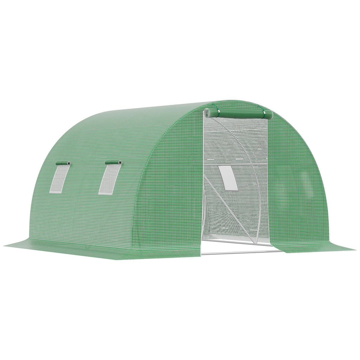  Foliengewächshaus begehbares Polytunnel 3 x 3 m Gewächshaus mit 4 Fenster Treibhaus Frostschutz Stahlrohr Dunkelgrün